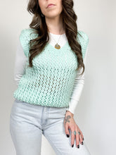 Load image into Gallery viewer, Vintage Hand Knit Mint Sweater Vest