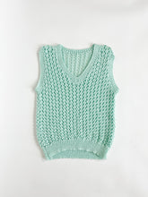Load image into Gallery viewer, Vintage Hand Knit Mint Sweater Vest