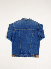 Load image into Gallery viewer, Vintage Leather Trim Denim Jacket