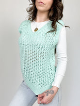 Load image into Gallery viewer, Vintage Hand Knit Mint Sweater Vest