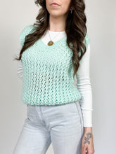 Load image into Gallery viewer, Vintage Hand Knit Mint Sweater Vest