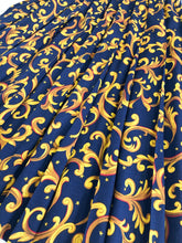 Load image into Gallery viewer, Vintage 90s Navy Baroque Pattern Pleated Skirt