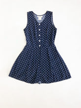 Load image into Gallery viewer, Vintage 90s Blue and White Polka Dot Romper