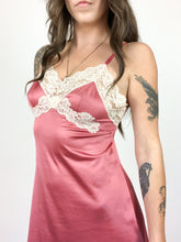 Load image into Gallery viewer, Vintage 70s Van Raalte Pink Silky Nylon Slip Dress with Lace Trim