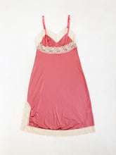 Load image into Gallery viewer, Vintage 70s Van Raalte Pink Silky Nylon Slip Dress with Lace Trim