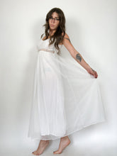 Load image into Gallery viewer, Vintage 80s White Chiffon Nightgown with Cutouts