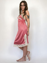 Load image into Gallery viewer, Vintage 70s Van Raalte Pink Silky Nylon Slip Dress with Lace Trim