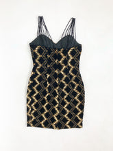 Load image into Gallery viewer, Vintage 80s Nu-Mode Black and Gold Sequin Party Dress