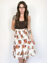 Load image into Gallery viewer, Vintage 70s Poly Fall Flower Midi Skirt Waist 27”