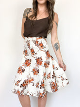 Load image into Gallery viewer, Vintage 70s Poly Fall Flower Midi Skirt Waist 27”