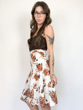 Load image into Gallery viewer, Vintage 70s Poly Fall Flower Midi Skirt Waist 27”