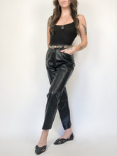 Load image into Gallery viewer, Danier Ultra Soft Black Leather High Rise Pants Waist 27”