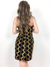 Load image into Gallery viewer, Vintage 80s Nu-Mode Black and Gold Sequin Party Dress