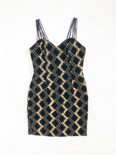 Load image into Gallery viewer, Vintage 80s Nu-Mode Black and Gold Sequin Party Dress