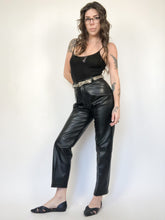 Load image into Gallery viewer, Danier Ultra Soft Black Leather High Rise Pants Waist 27”