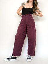 Load image into Gallery viewer, Vintage 90s Cross Colours Burgundy High Rise Baggy Jeans Waist 31/32”