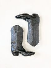 Load image into Gallery viewer, Vintage 80s Justin Black Leather Cowboy Boots Men’s 7.5