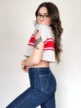 Load image into Gallery viewer, Vintage 80s Wilson Grey & Red Cropped Sweatshirt