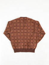 Load image into Gallery viewer, Vintage 80s Terry Williams Brown Check V Neck Sweater