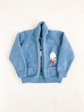Load image into Gallery viewer, Vintage 60s Mary Maxim Blue Knit Golf Cardigan Sweater