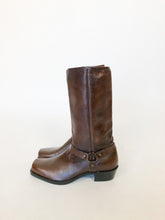 Load image into Gallery viewer, Vintage Dark Brown Leather Harness Boots Size 8.5