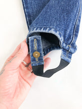 Load image into Gallery viewer, Vintage 80s/90s LizWear Dark Wash High Rise Stirrup Jeans Waist 24/25”