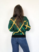 Load image into Gallery viewer, Vintage 80s Green and Yellow Abstract Sweater