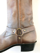 Load image into Gallery viewer, Vintage Dark Brown Leather Harness Boots Size 8.5