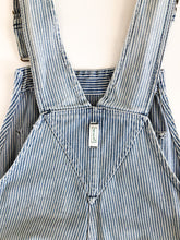 Load image into Gallery viewer, Vintage Key Hickory Stripe Perfectly Trashed Overalls 34x31