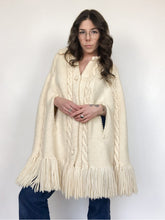Load image into Gallery viewer, Vintage 70s Hand Knit Fringe Poncho