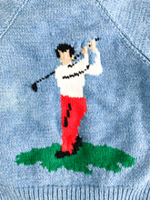 Load image into Gallery viewer, Vintage 60s Mary Maxim Blue Knit Golf Cardigan Sweater
