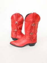 Load image into Gallery viewer, Vintage 80s Capezio Red Leather Concho Cowboy Boots Size 9
