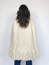 Load image into Gallery viewer, Vintage 70s Hand Knit Fringe Poncho