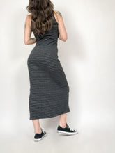 Load image into Gallery viewer, Vintage 90s Le Château Grey Striped Sleeveless Maxi Dress