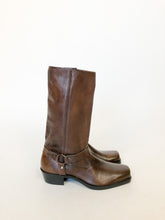 Load image into Gallery viewer, Vintage Dark Brown Leather Harness Boots Size 8.5