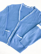 Load image into Gallery viewer, Vintage 70s Blue and White Striped College Cardigan