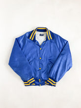 Load image into Gallery viewer, Vintage 80s Blue Satin Bomber Jacket