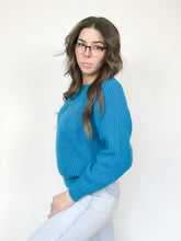 Load image into Gallery viewer, Vintage 80s Spare Parts Blue Knit Raglan Sweater