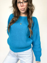 Load image into Gallery viewer, Vintage 80s Spare Parts Blue Knit Raglan Sweater