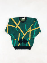 Load image into Gallery viewer, Vintage 80s Green and Yellow Abstract Sweater