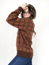 Load image into Gallery viewer, Vintage 80s Terry Williams Brown Check V Neck Sweater