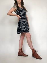 Load image into Gallery viewer, Vintage 90s Navy and White Polka Dot Dress