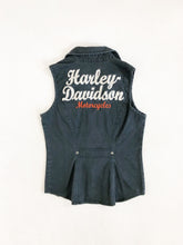 Load image into Gallery viewer, Harley Davidson Black Denim Zip Up Vest