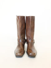 Load image into Gallery viewer, Vintage Dark Brown Leather Harness Boots Size 8.5