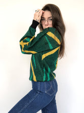 Load image into Gallery viewer, Vintage 80s Green and Yellow Abstract Sweater