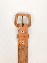 Load image into Gallery viewer, Vintage Tooled Leather and Woven Fabric Belt