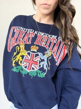 Load image into Gallery viewer, Vintage 80s United Kingdom Great Britain Navy Blue Court Club Crewneck