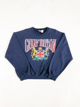 Load image into Gallery viewer, Vintage 80s United Kingdom Great Britain Navy Blue Court Club Crewneck