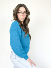 Load image into Gallery viewer, Vintage 80s Spare Parts Blue Knit Raglan Sweater