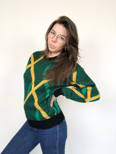 Load image into Gallery viewer, Vintage 80s Green and Yellow Abstract Sweater